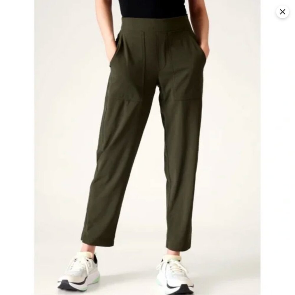 Athleta Brooklyn Mid Rise Ankle Utility Pant Aspen Olive 6 Petite